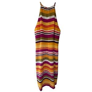 Maggy London | Size 4 Vintage Silk Shift Dress Striped Sleeveless 100% Silk